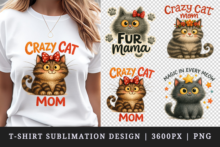 Cat Mom t-shirt printable sublimation design png