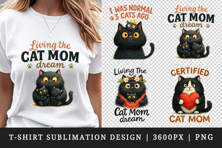 Cat Mom t-shirt printable sublimation design png