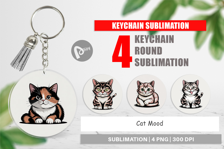 Keychain Cat Mood Expressions