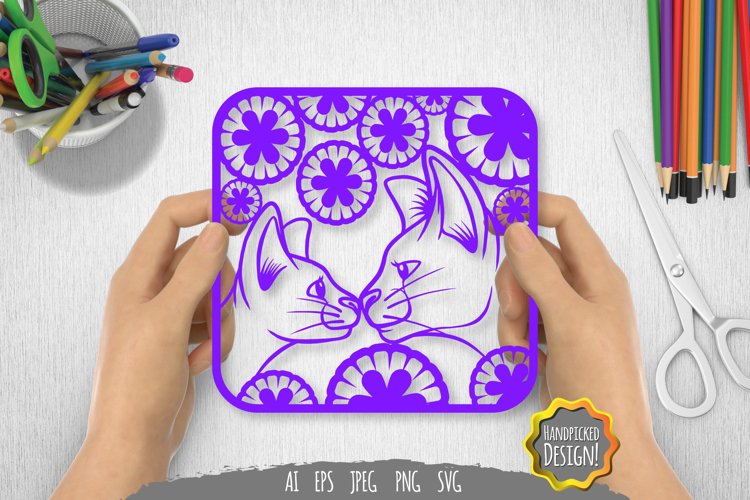 Cat Mother and Child Papercut SVG