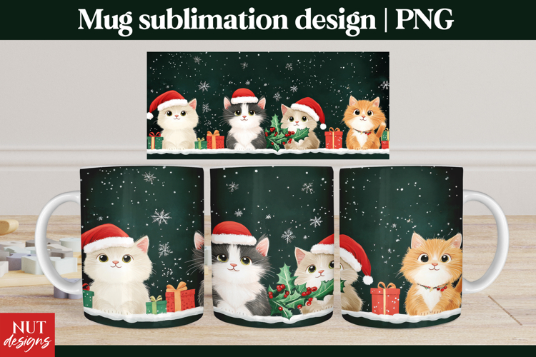 Funny Christmas 15 oz Mug Christmas Cats Snowy Mug Wrap