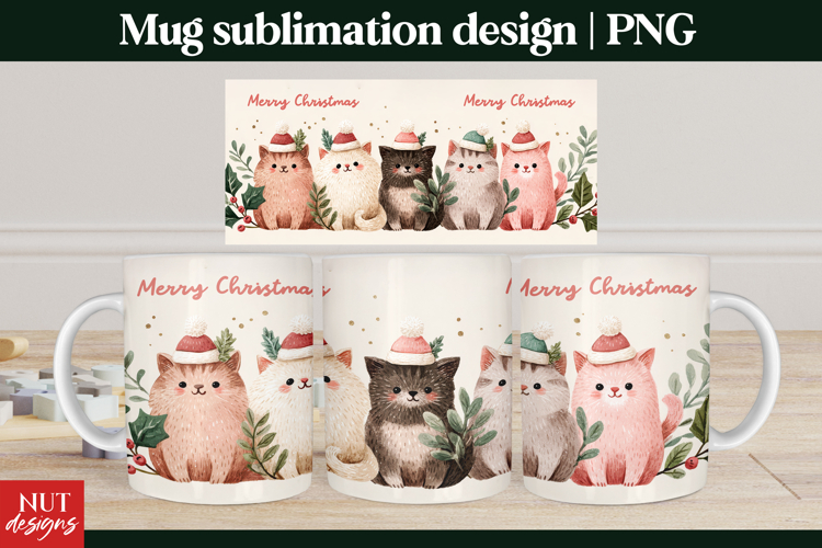 Funny Christmas 15 oz Mug Christmas Cats Snowy Mug Wrap
