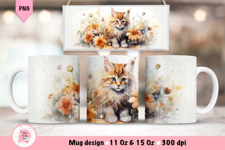 Cat Mug Wrap For 11 oz and 15 oz | Cat Sublimation Png