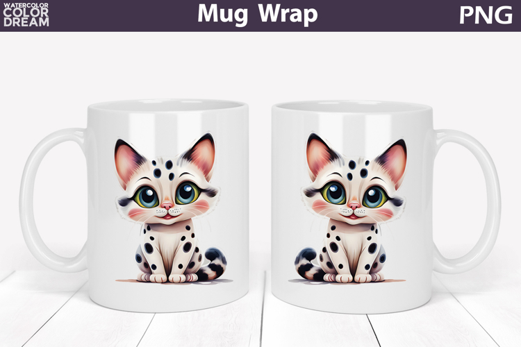 Cute Cat Mug Wrap PNG | Funny Kitten Sublimation