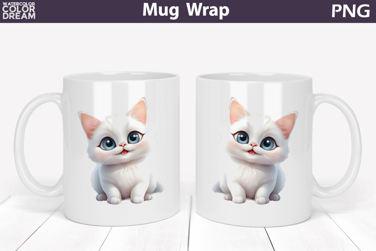 Cute Cat Mug Wrap PNG | Funny Kitten Sublimation