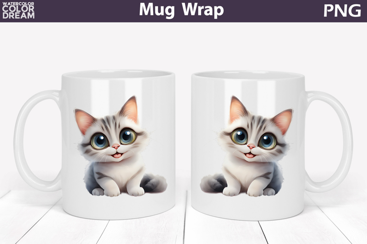 Cute Cat Mug Wrap PNG | Funny Kitten Sublimation