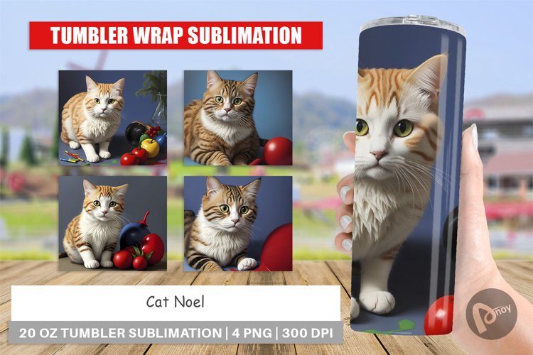 Cat Noel Tumbler Sublimation Wrap