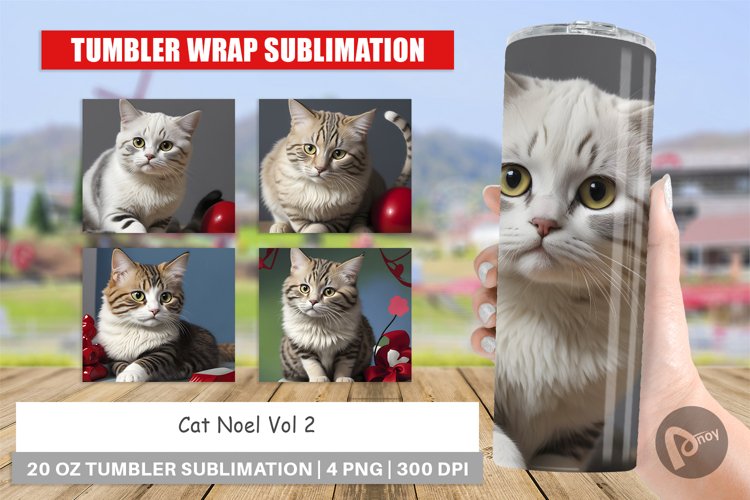 Cat Noel Tumbler Sublimation Wrap