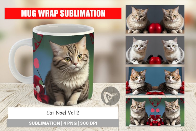 Mug sublimation design Cat Noel