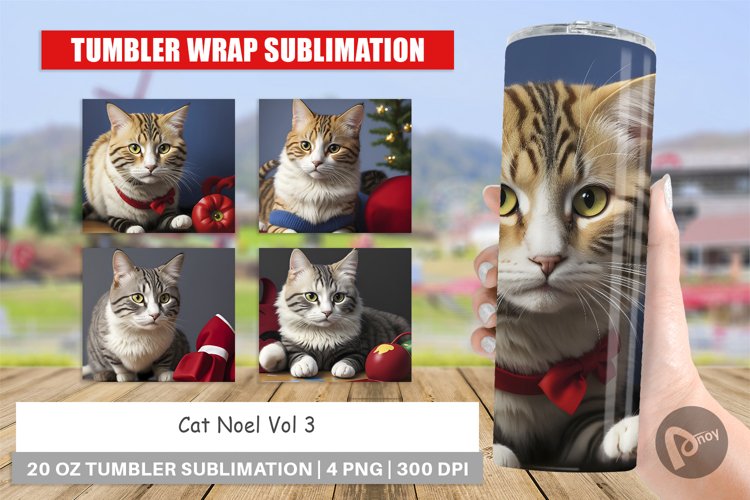 Tumbler Sublimation Wrap Cat Noel