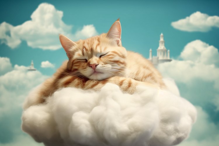 Cat on Cloud sleeping Imagination and dream cloudy (2859979)