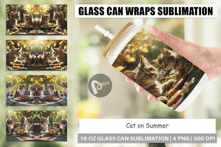 Glass Can Wraps Cat on Summer