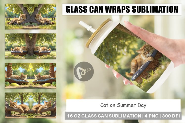 Glass Can Wraps Cat on Summer Day