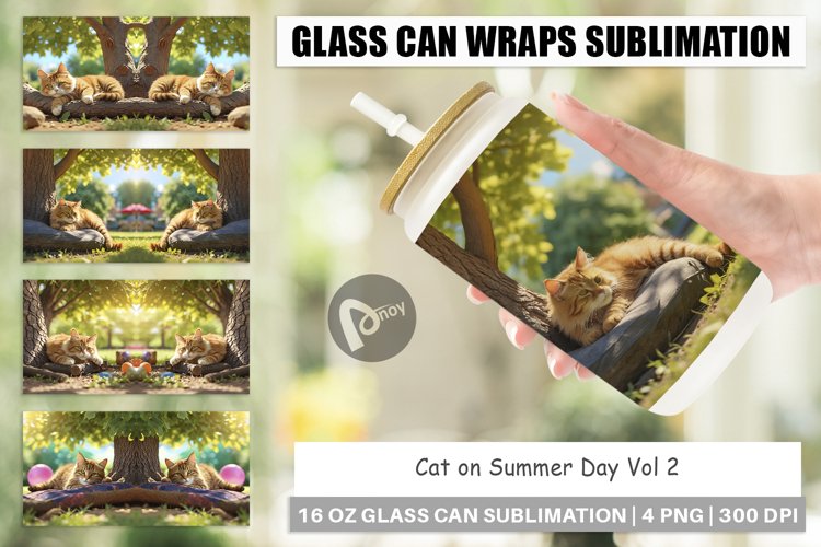 Glass Can Wraps Cat on Summer Day