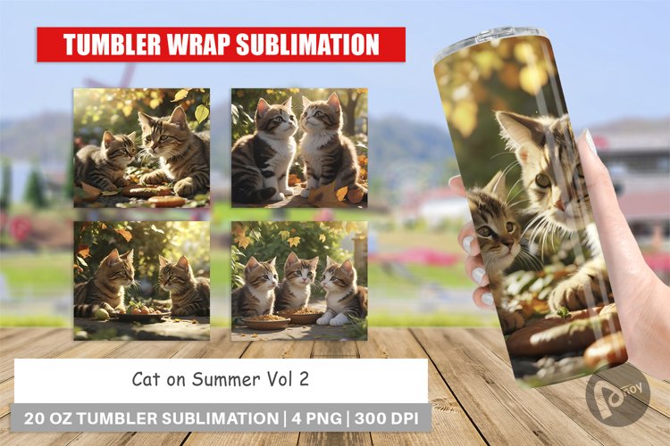 Tumbler Sublimation Wrap Cat on Summer