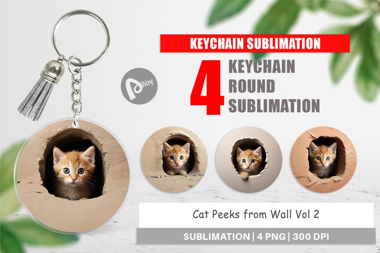 Keychain Cat Peeks from Wall
