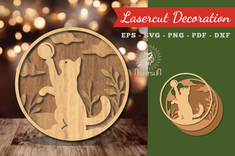 Cat Round Lasercut Decoration