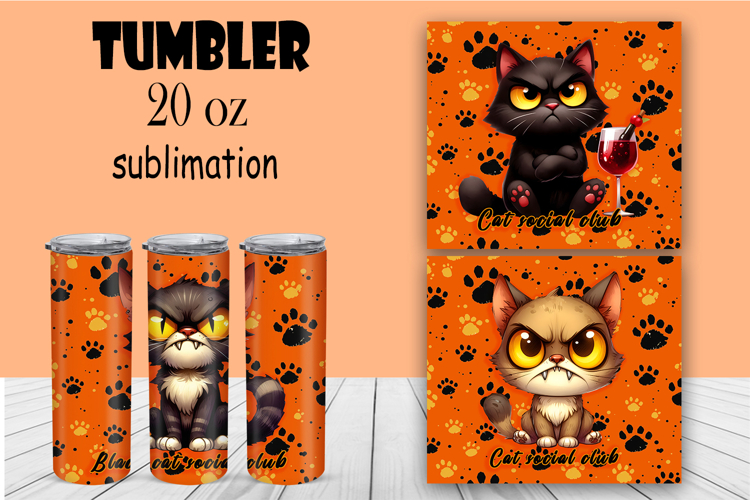 Sarcastic cat tumbler. Happy Halloween sublimation PNG
