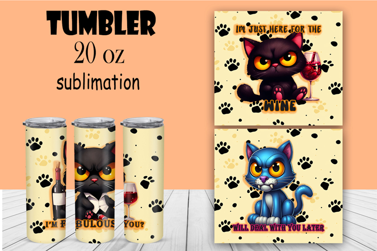 Sarcastic cat tumbler. Happy Halloween sublimation PNG