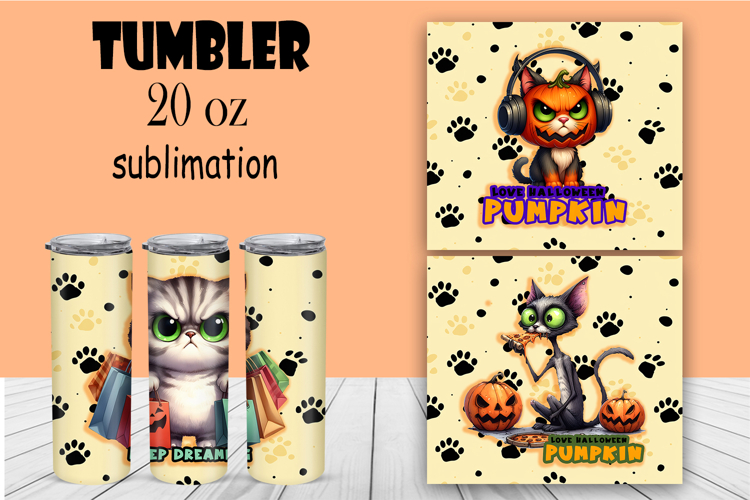 Sarcastic cat tumbler. Happy Halloween sublimation PNG