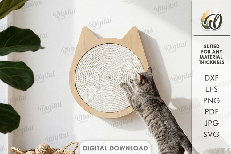 Cat Scratching Board Laser Cut. Wall Cat Scratcher SVG example image 1