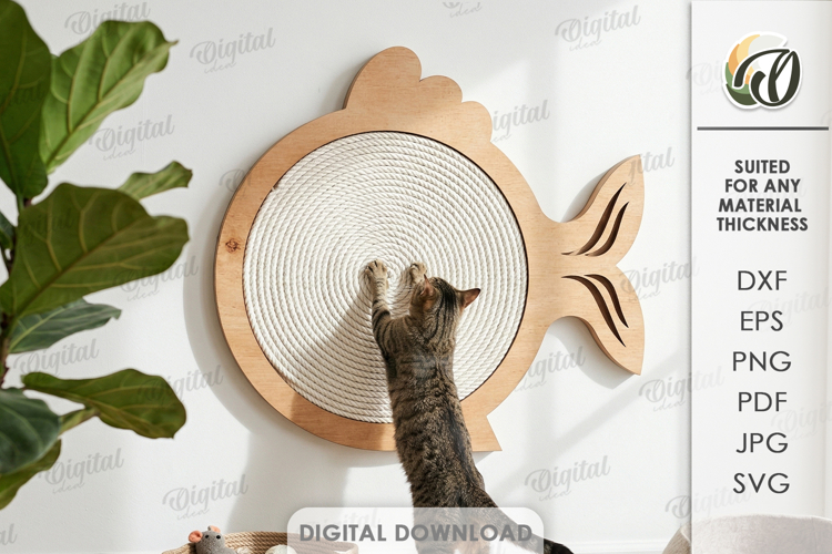 Cat Scratching Board Laser Cut. Wall Cat Scratcher SVG example image 1