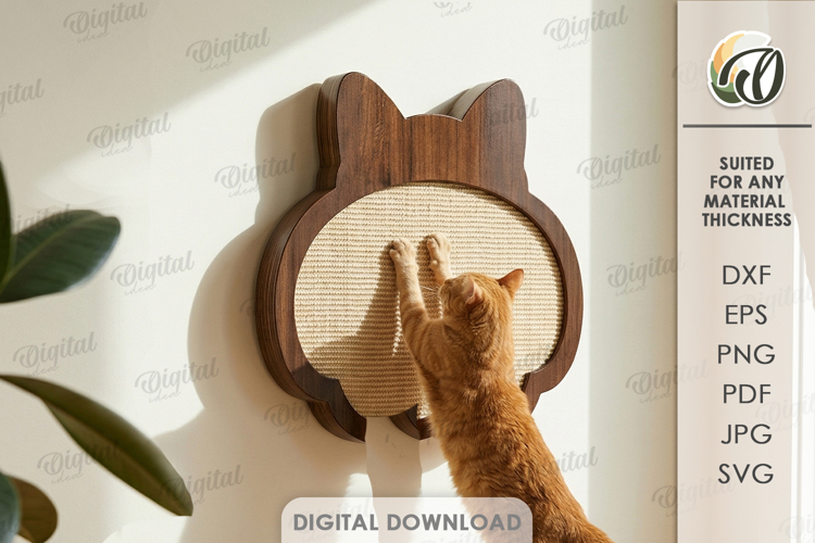 Cat Scratching Board Laser Cut. Wall Cat Scratcher SVG example image 1