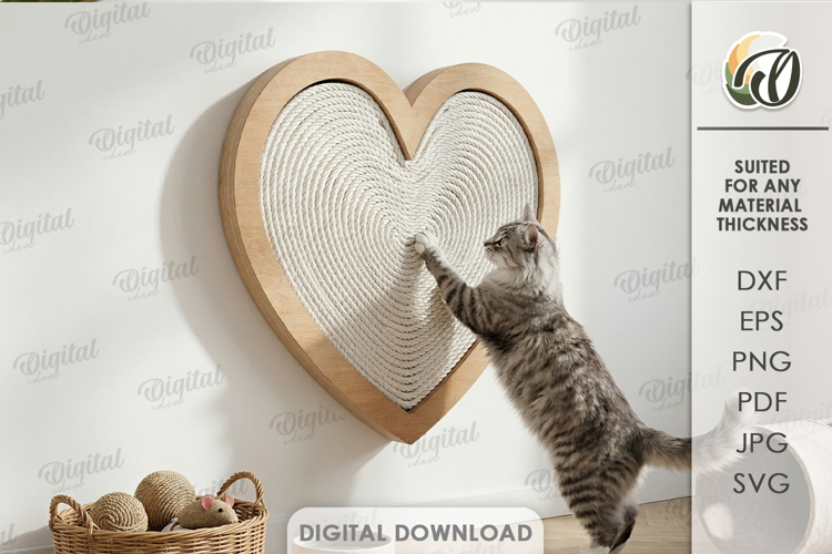 Cat Scratching Board Laser Cut. Wall Cat Scratcher SVG example image 1