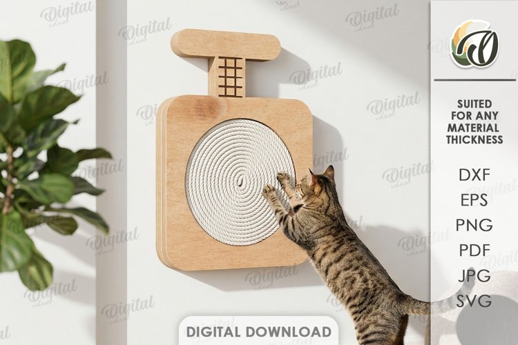 Cat Scratching Board Laser Cut. Wall Cat Scratcher SVG example image 1