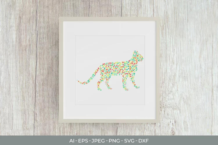 Cat Shape with Colorful Dots SVG