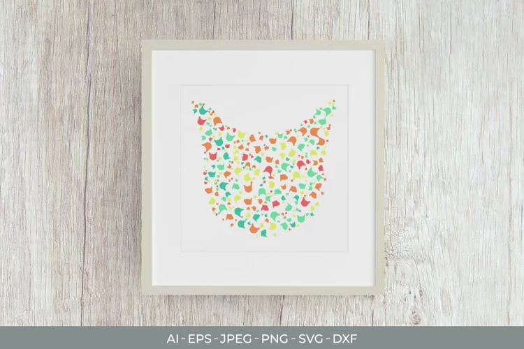 Cat Shape with Colorful Dots SVG