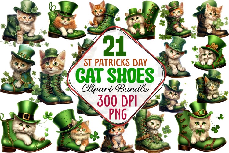 Cat Shoes for St Patricks Day Clipart