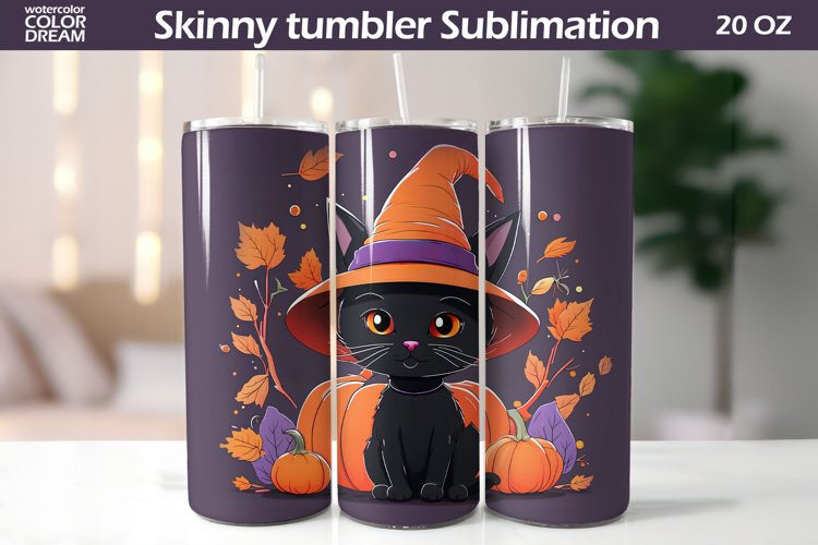 Cute Cat Halloween Tumbler | Halloween Tumbler Sublimation