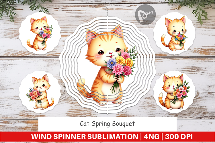 Wind Spinner Cat Spring Bouquet