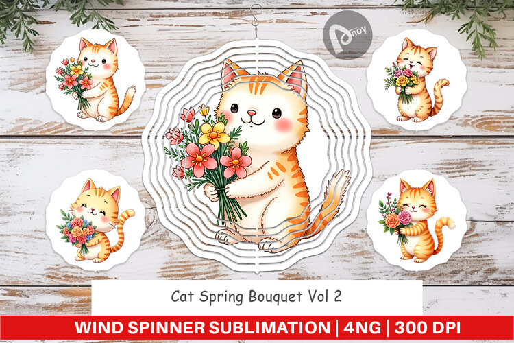 Wind Spinner Cat Spring Bouquet example image 1