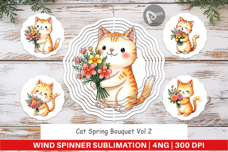 Wind Spinner Cat Spring Bouquet