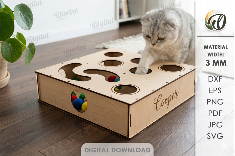 3D Cat Toy Box Laser Cut. Cat Storage Box SVG