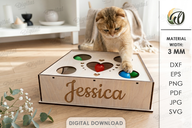 3D Cat Toy Box Laser Cut. Cat Storage Box SVG