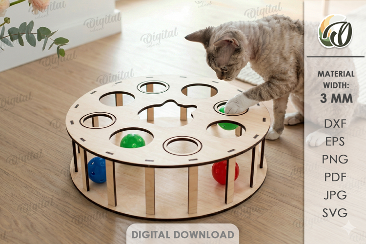 3D Cat Toy Box Laser Cut. Cat Storage Box SVG