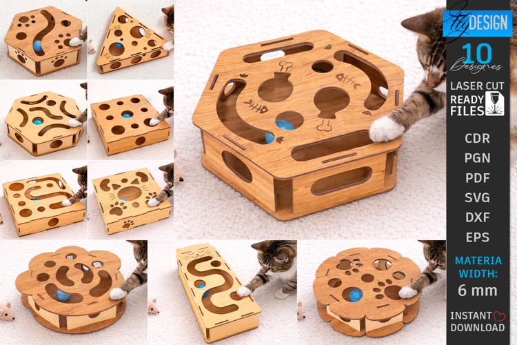 Cat Toy Maze Laser Cut Bundle | Interactive Cat Ball Games