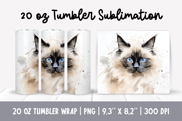 Cat Mom 20 Oz Skinny Tumbler Wrap Sublimation Birman example image 1