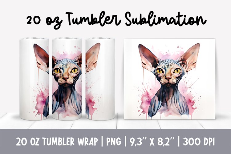 Cat Mom 20 Oz Skinny Tumbler Wrap Sublimation sphynx example image 1