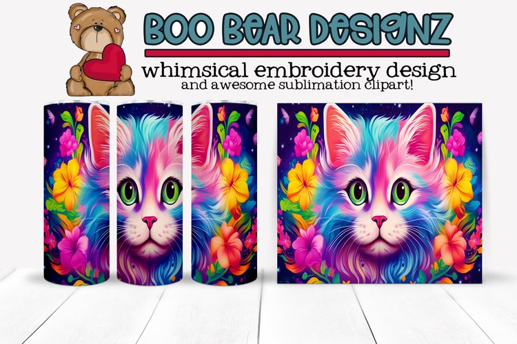 Colorful Cat Lovers Sublimation tumbler design example image 1