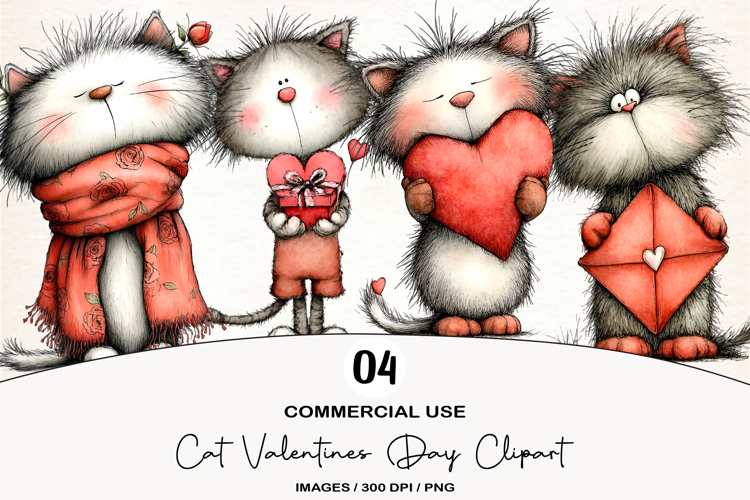 Cat Valentines Day Clipart
