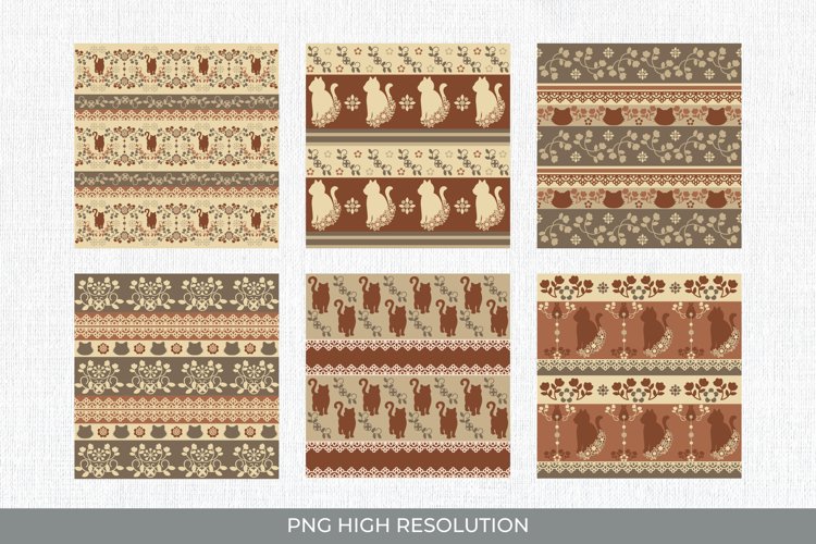 Cat Vintage Pattern Paper Pack example image 1