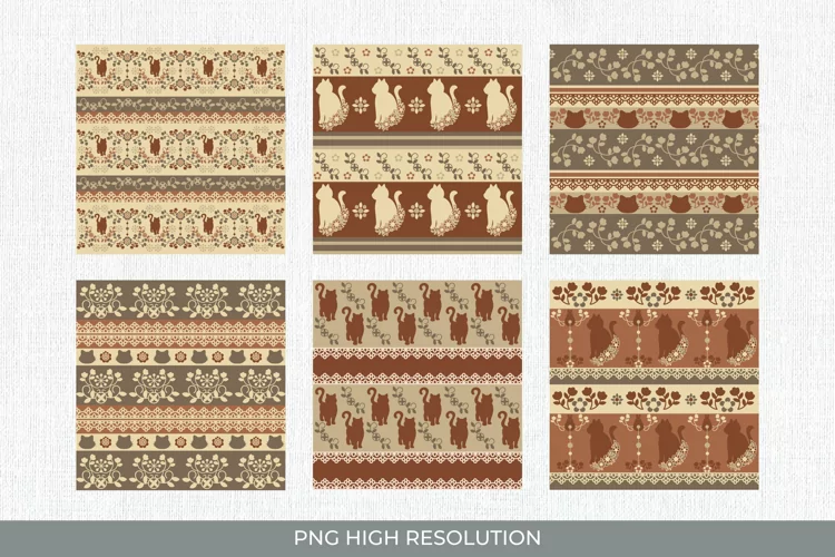 Cat Vintage Pattern Paper Pack