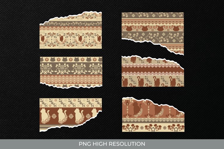 Cat Vintage Pattern Torn Paper