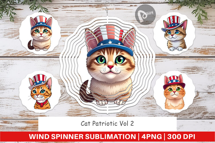 Wind Spinner Cat Patriotic example image 1