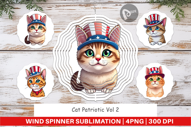 Wind Spinner Cat Patriotic