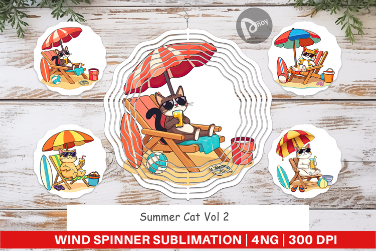 Wind Spinner Summer Cat